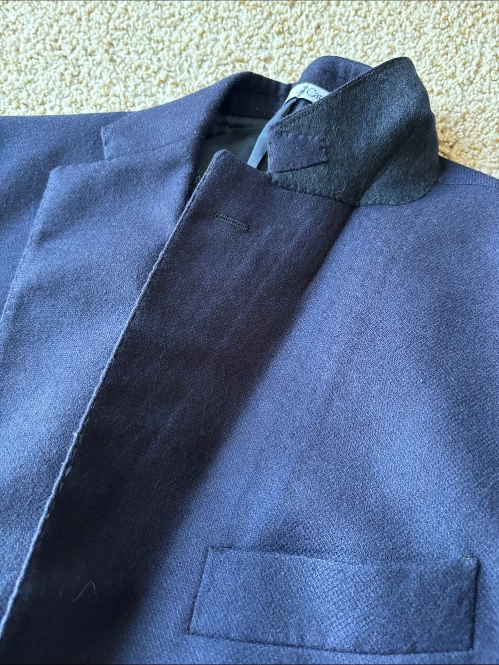 Gi Capri Napoli Navy Wool Hand Tailored Patch Pocket Blazer Eu 52 US 40 Slim